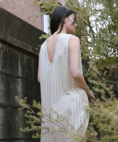 new basic 印度棉條紋連衣裙