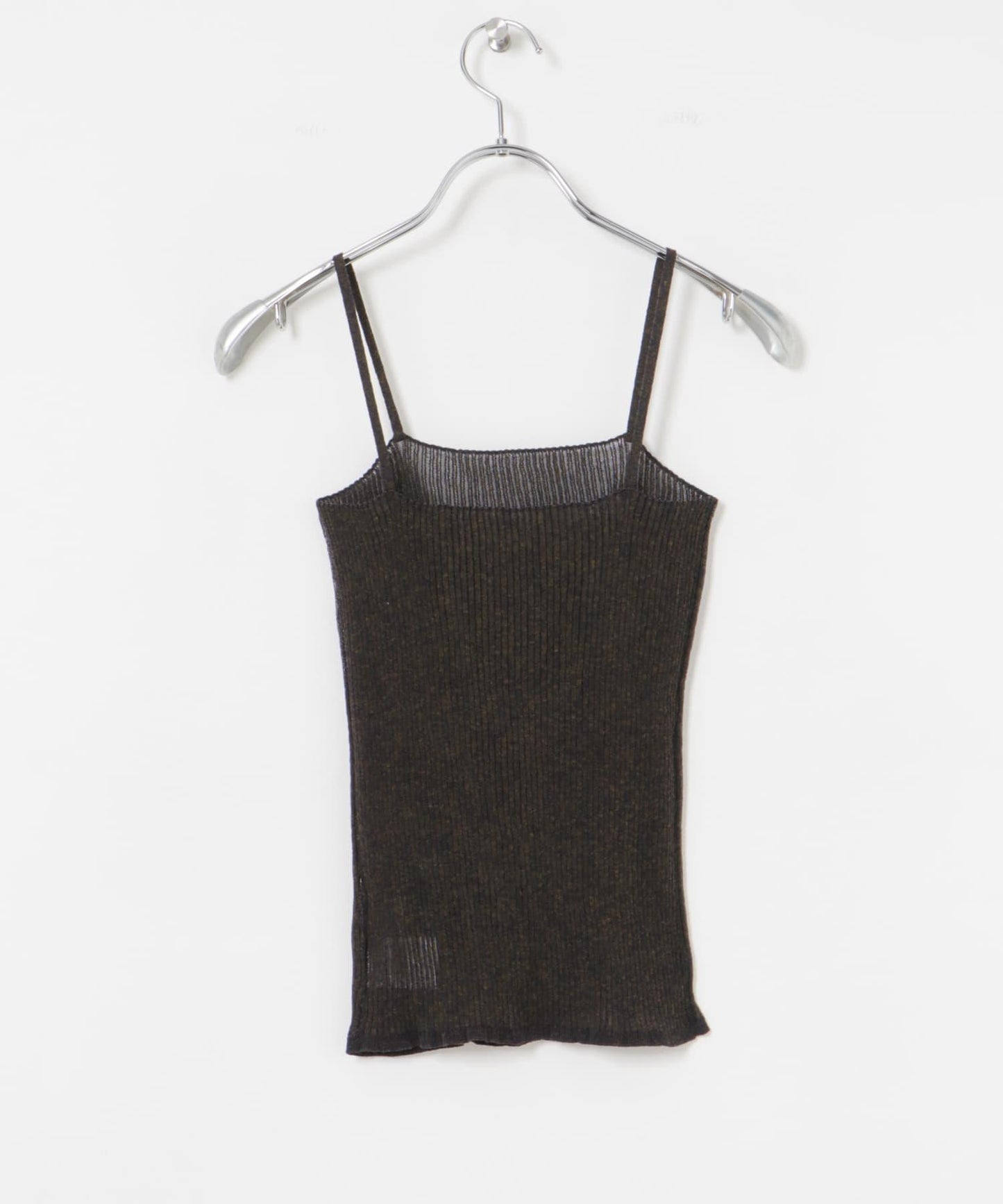 亞麻混紡羅紋透視吊帶背心