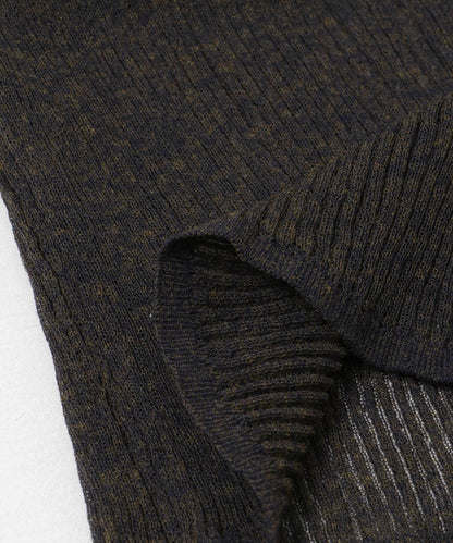 亞麻混紡羅紋透視吊帶背心