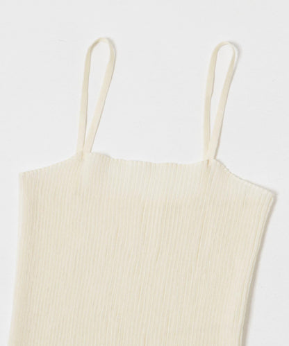 亞麻混紡羅紋透視吊帶背心