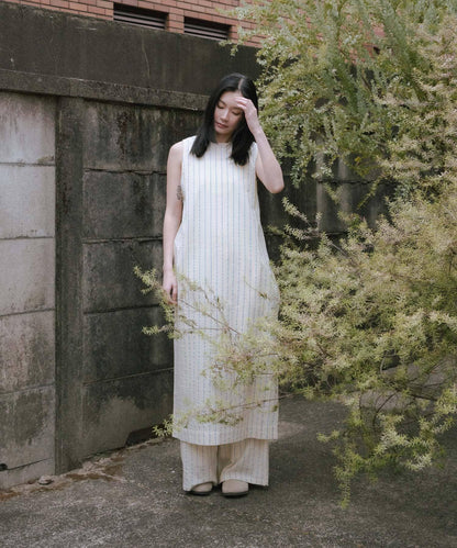 new basic 印度棉條紋連衣裙