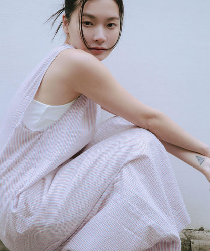 new basic 印度棉條紋連衣裙