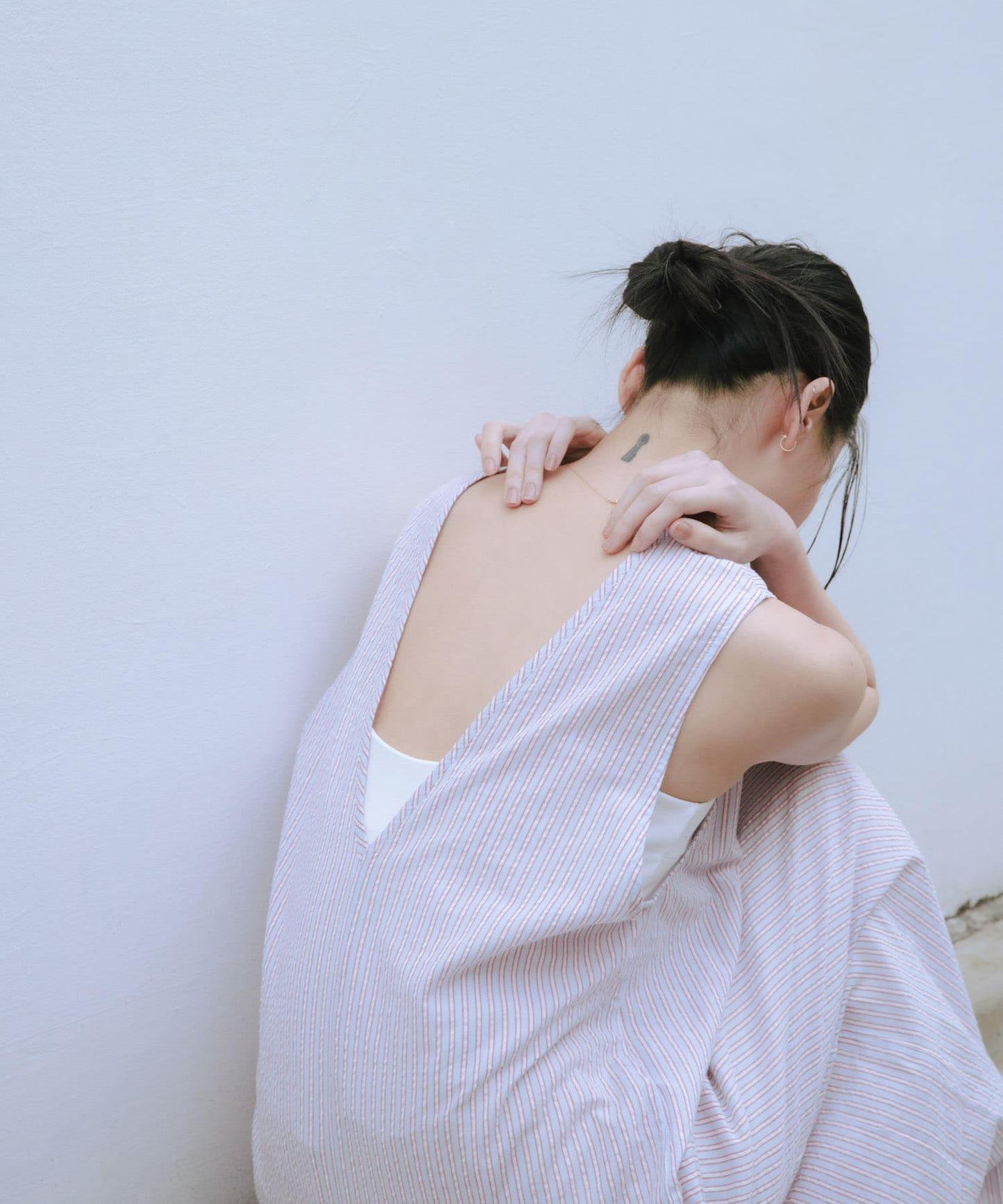 new basic 印度棉條紋連衣裙