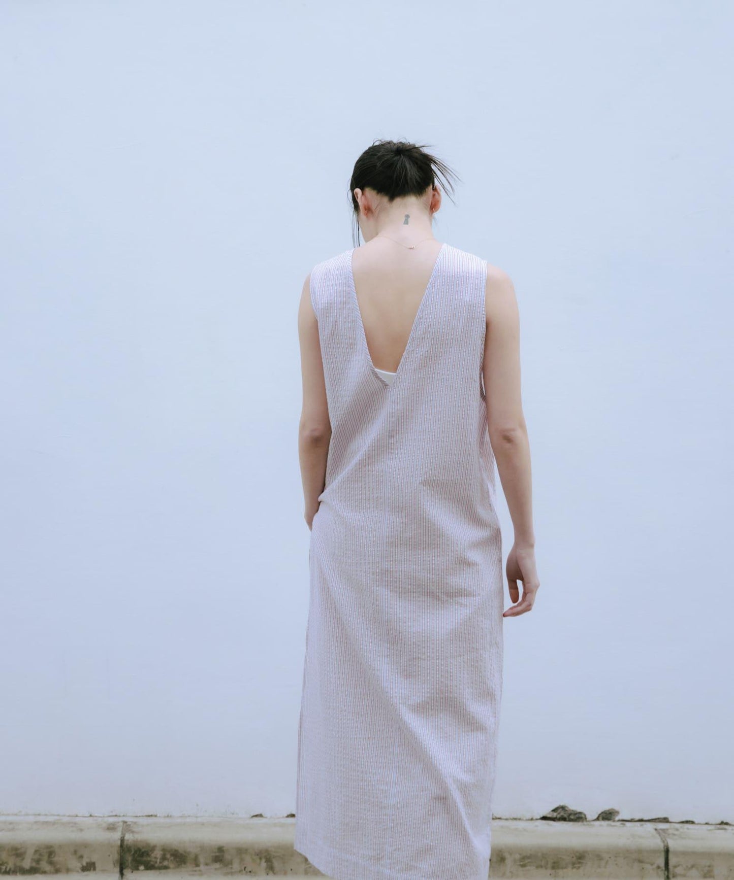 new basic 印度棉條紋連衣裙