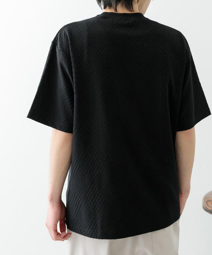 單點刺繡人字紋提花T恤