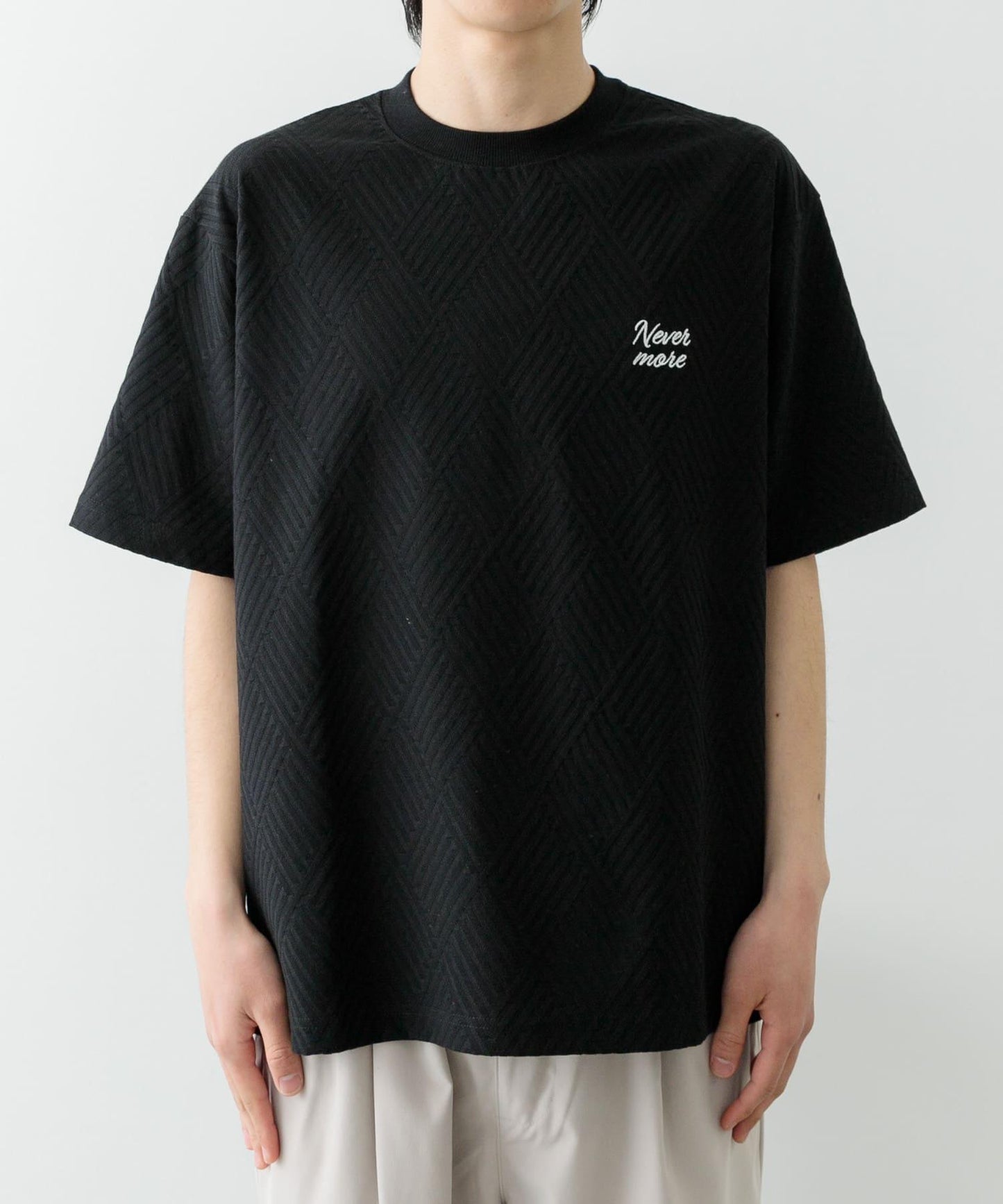 單點刺繡人字紋提花T恤