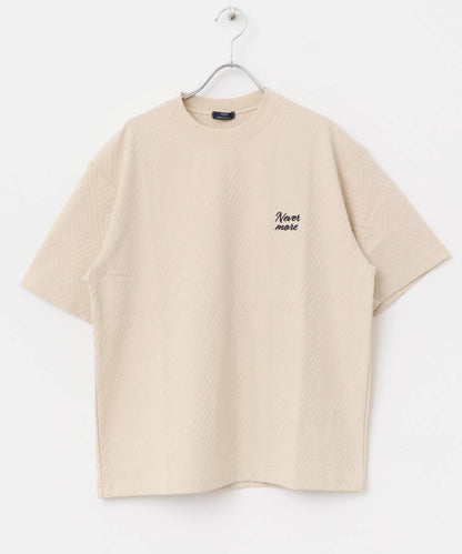 單點刺繡人字紋提花T恤