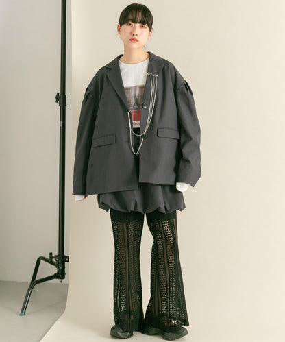 肩部褶皺寬鬆西裝外套