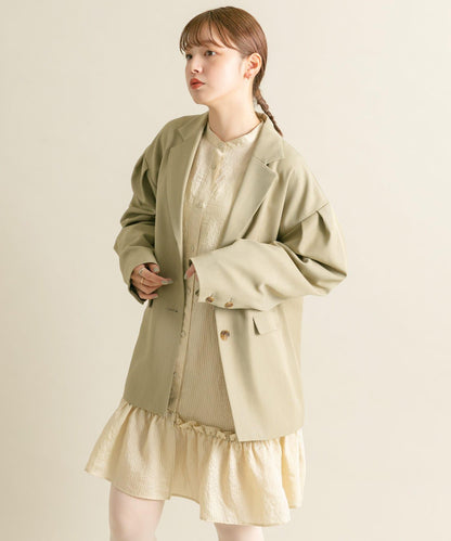 肩部褶皺寬鬆西裝外套