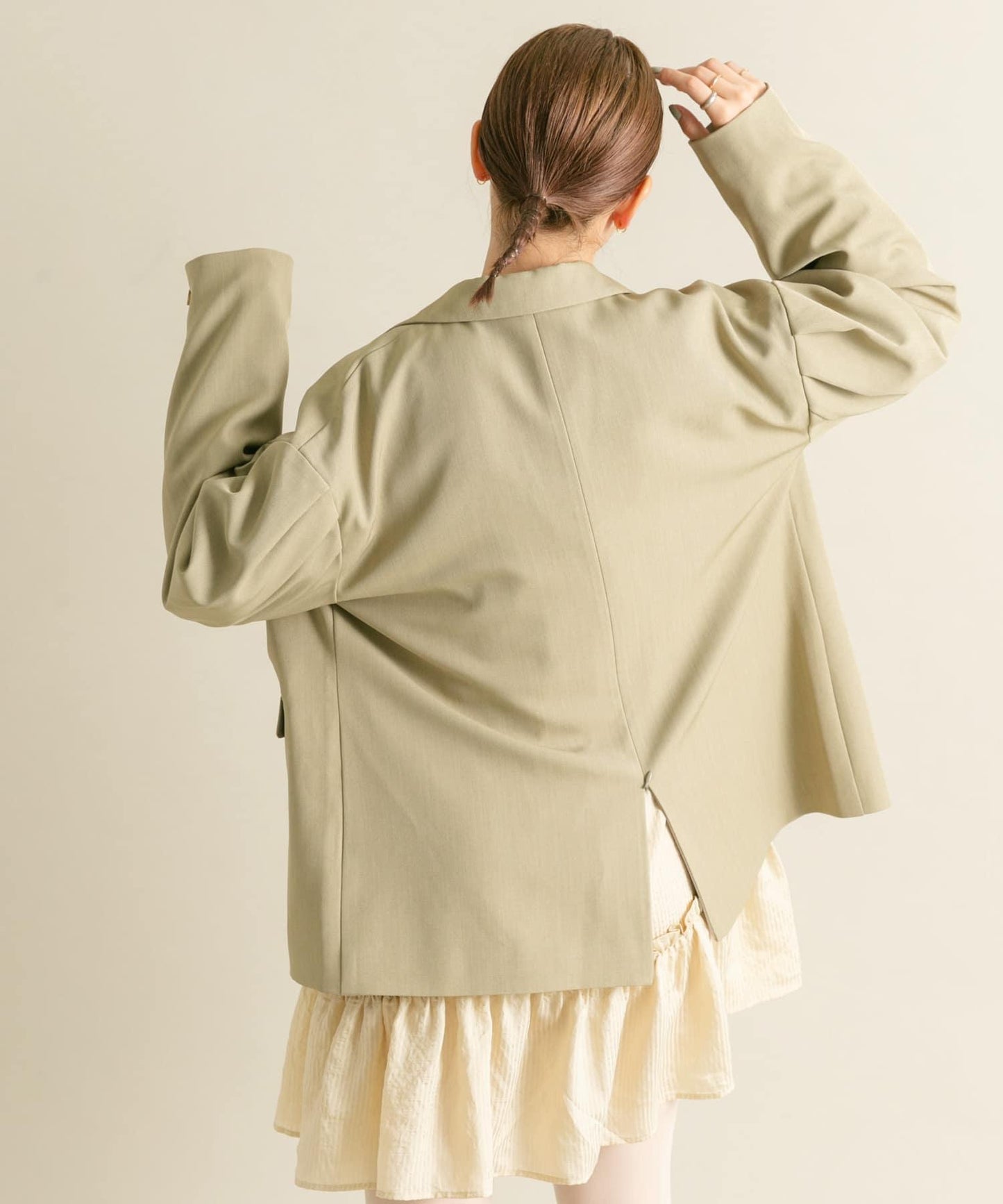 肩部褶皺寬鬆西裝外套