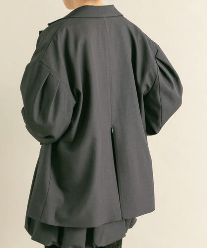 肩部褶皺寬鬆西裝外套