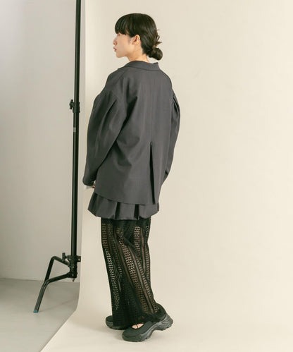 肩部褶皺寬鬆西裝外套