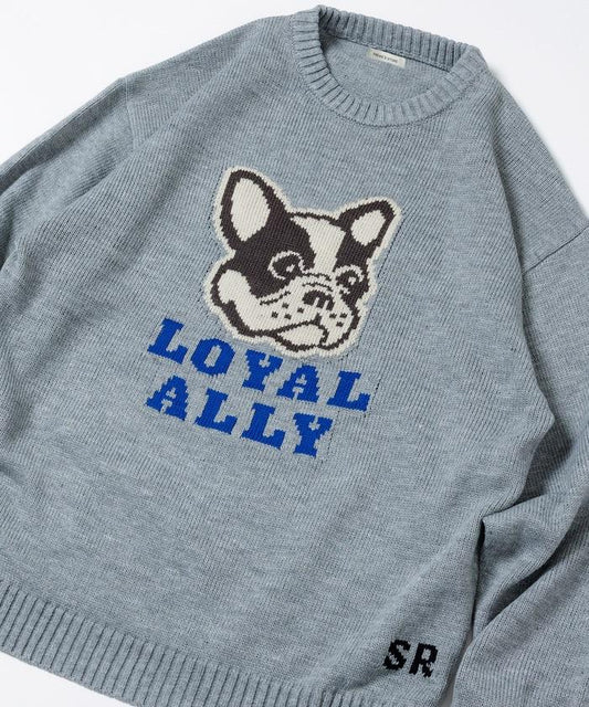 寬鬆版型提花圓領針織衫 / DOG LOYAL ALLY
