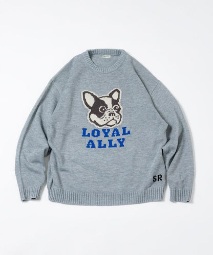 寬鬆版型提花圓領針織衫 / DOG LOYAL ALLY