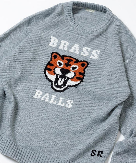 寬鬆版型提花圓領針織衫 / TIGER BRASSBALLS