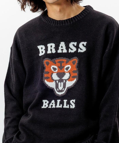 寬鬆版型提花圓領針織衫 / TIGER BRASSBALLS