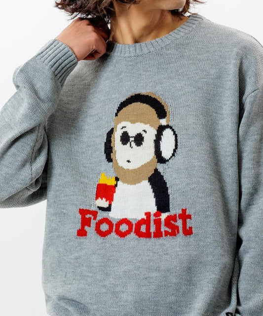 寬鬆版型提花圓領針織衫 / OG Foodist