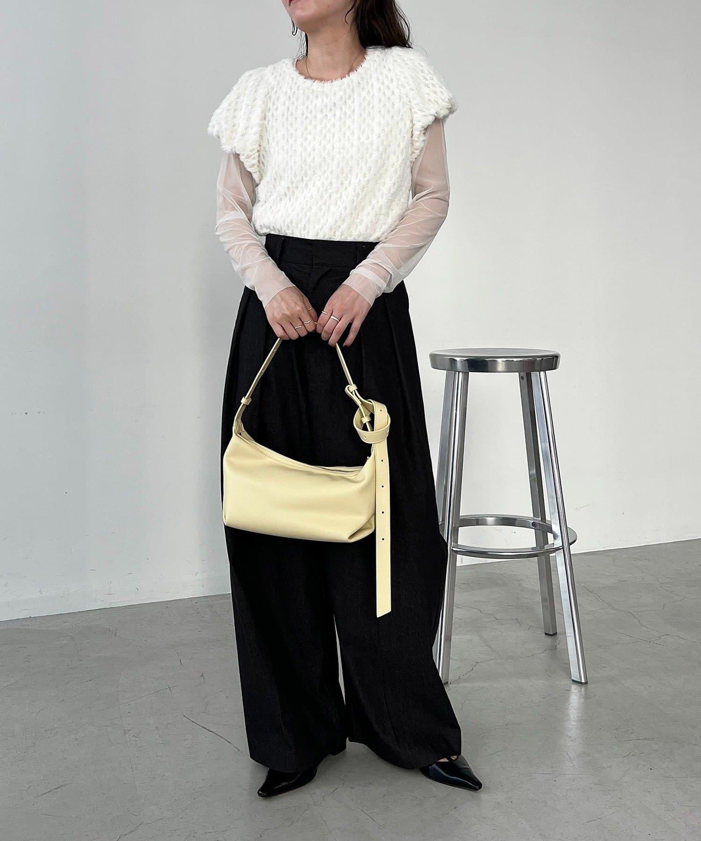 【CAPRICIEUX LE'MAGE】迷你毛絨網紗上衣