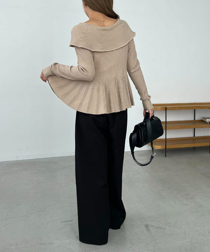 【CAPRICIEUX LE'MAGE】喇叭袖一字領針織衫