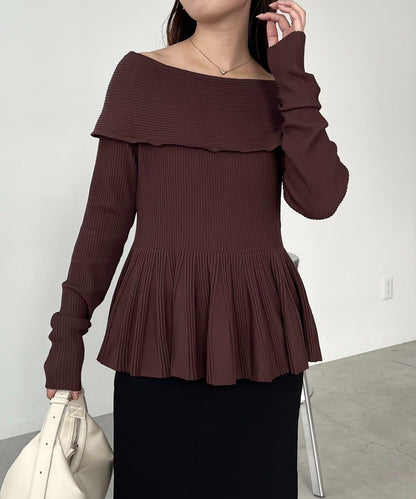 【CAPRICIEUX LE'MAGE】喇叭袖一字領針織衫