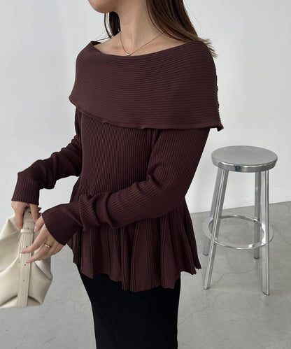 【CAPRICIEUX LE'MAGE】喇叭袖一字領針織衫