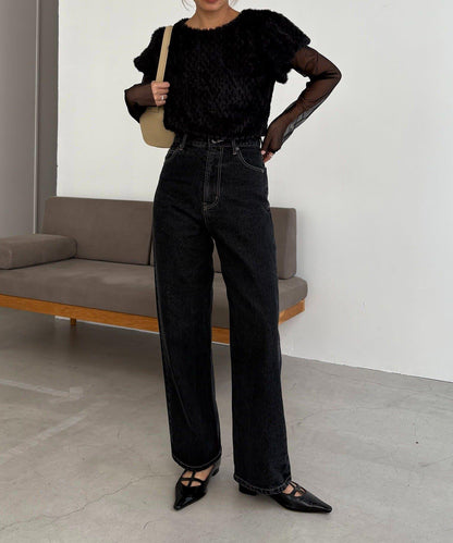 【CAPRICIEUX LE'MAGE】迷你毛絨網紗上衣