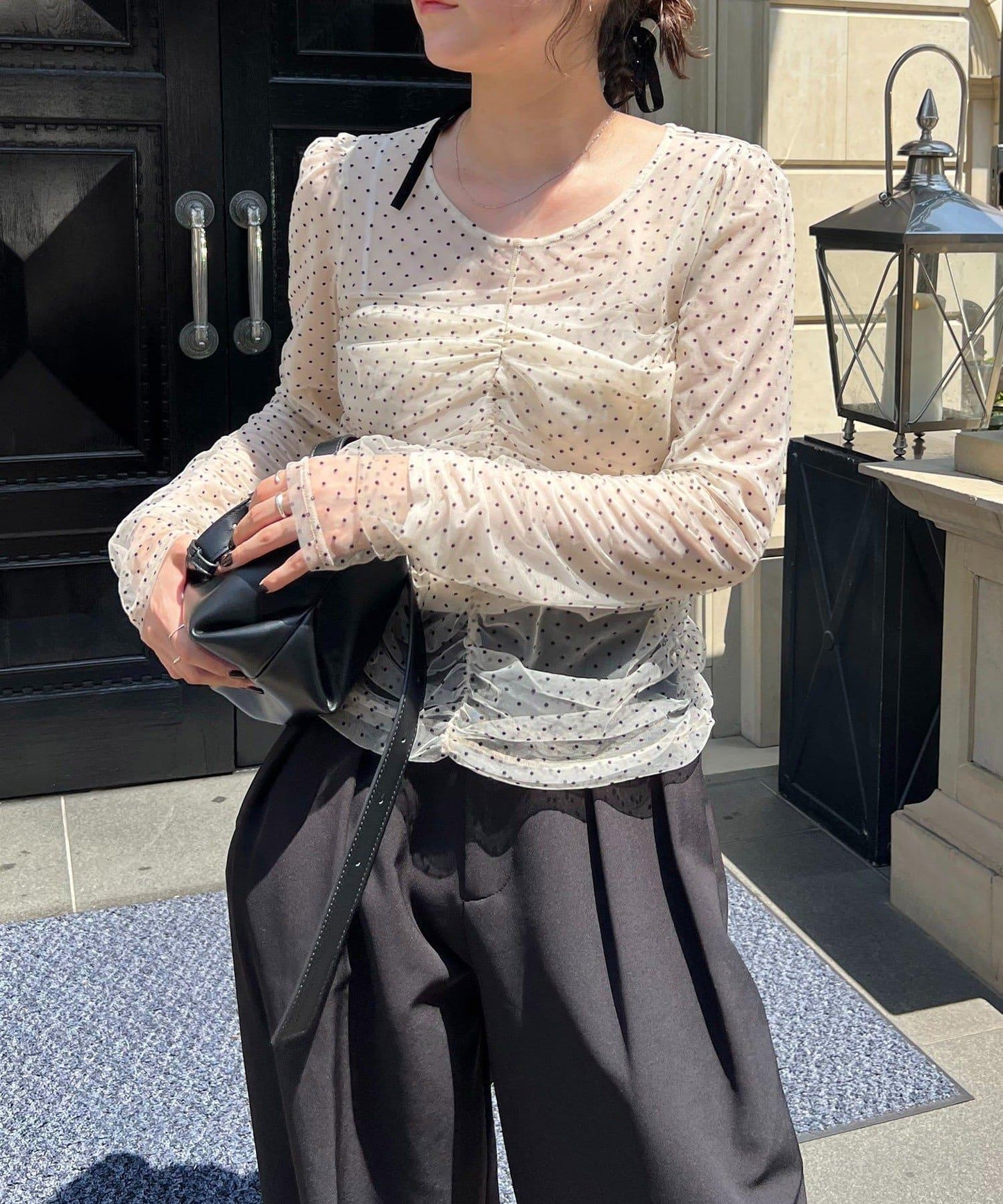 植絨波點設計 襯衫 再販款