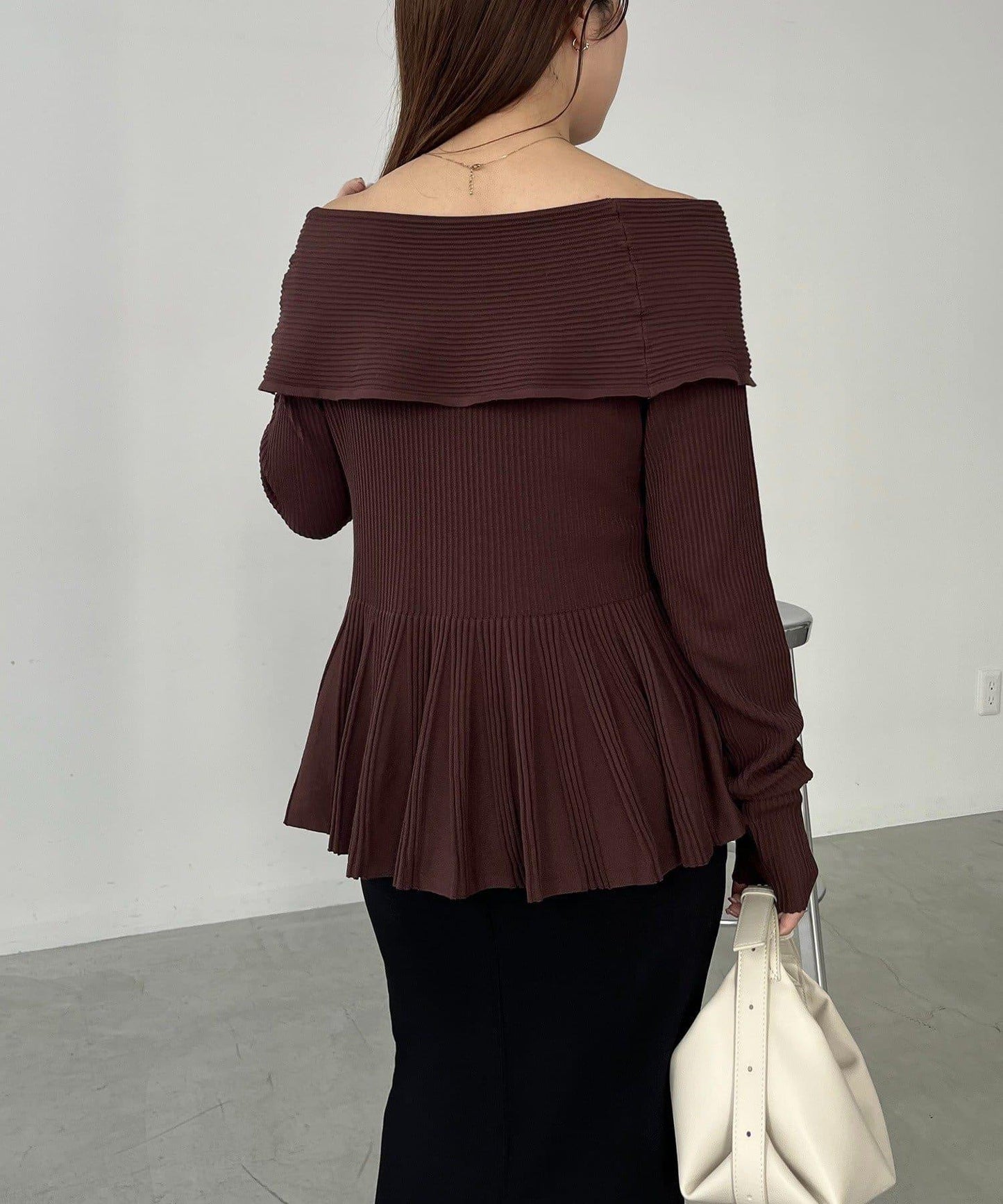 【CAPRICIEUX LE'MAGE】喇叭袖一字領針織衫