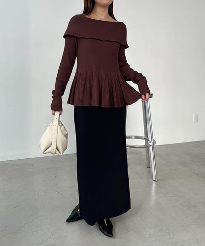 【CAPRICIEUX LE'MAGE】喇叭袖一字領針織衫