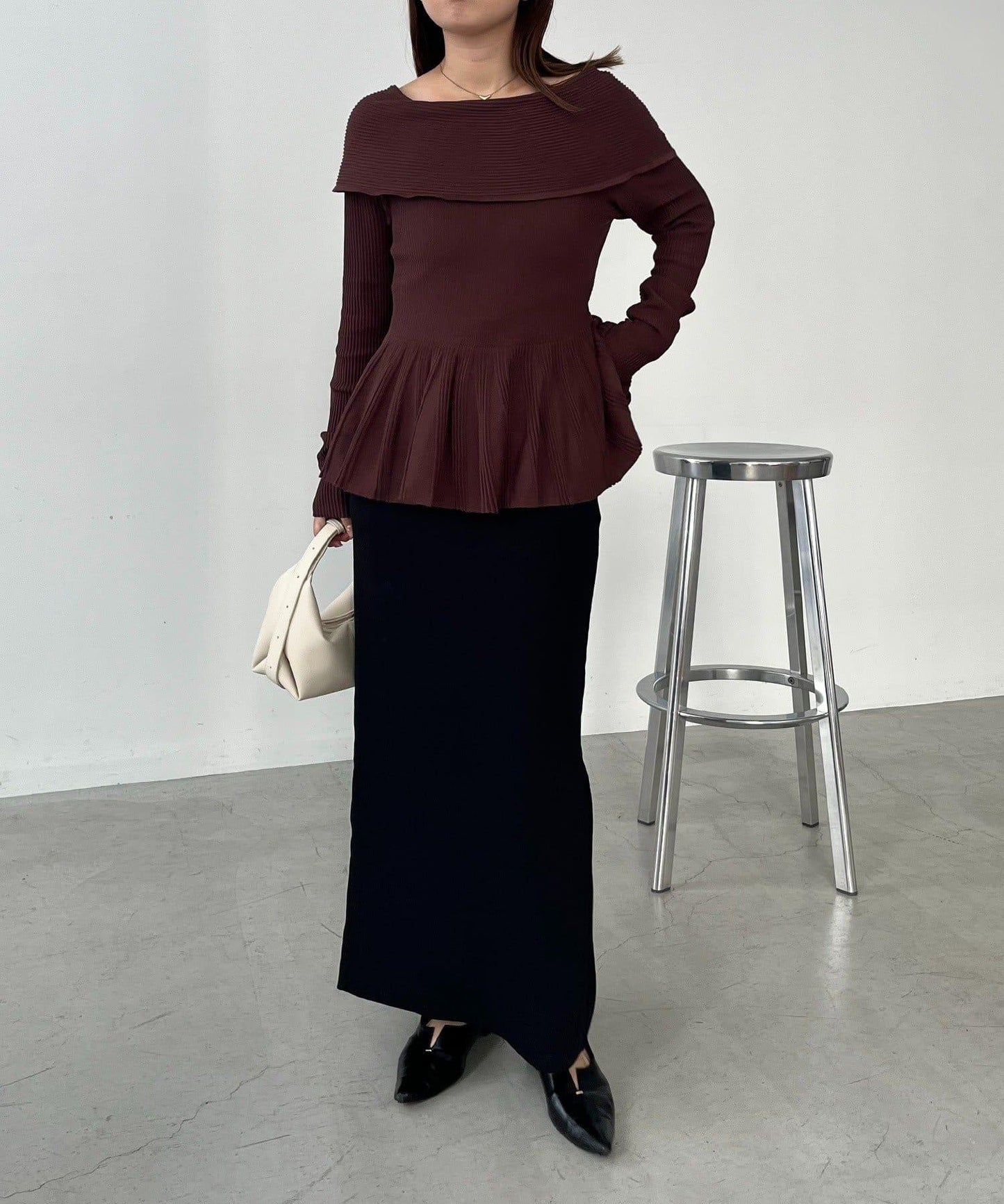 【CAPRICIEUX LE'MAGE】喇叭袖一字領針織衫