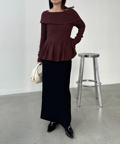 【CAPRICIEUX LE'MAGE】喇叭袖一字領針織衫