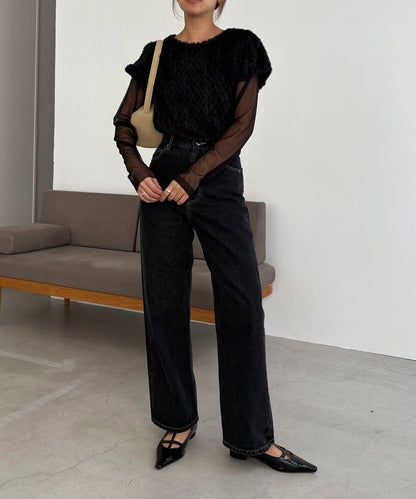 【CAPRICIEUX LE'MAGE】迷你毛絨網紗上衣