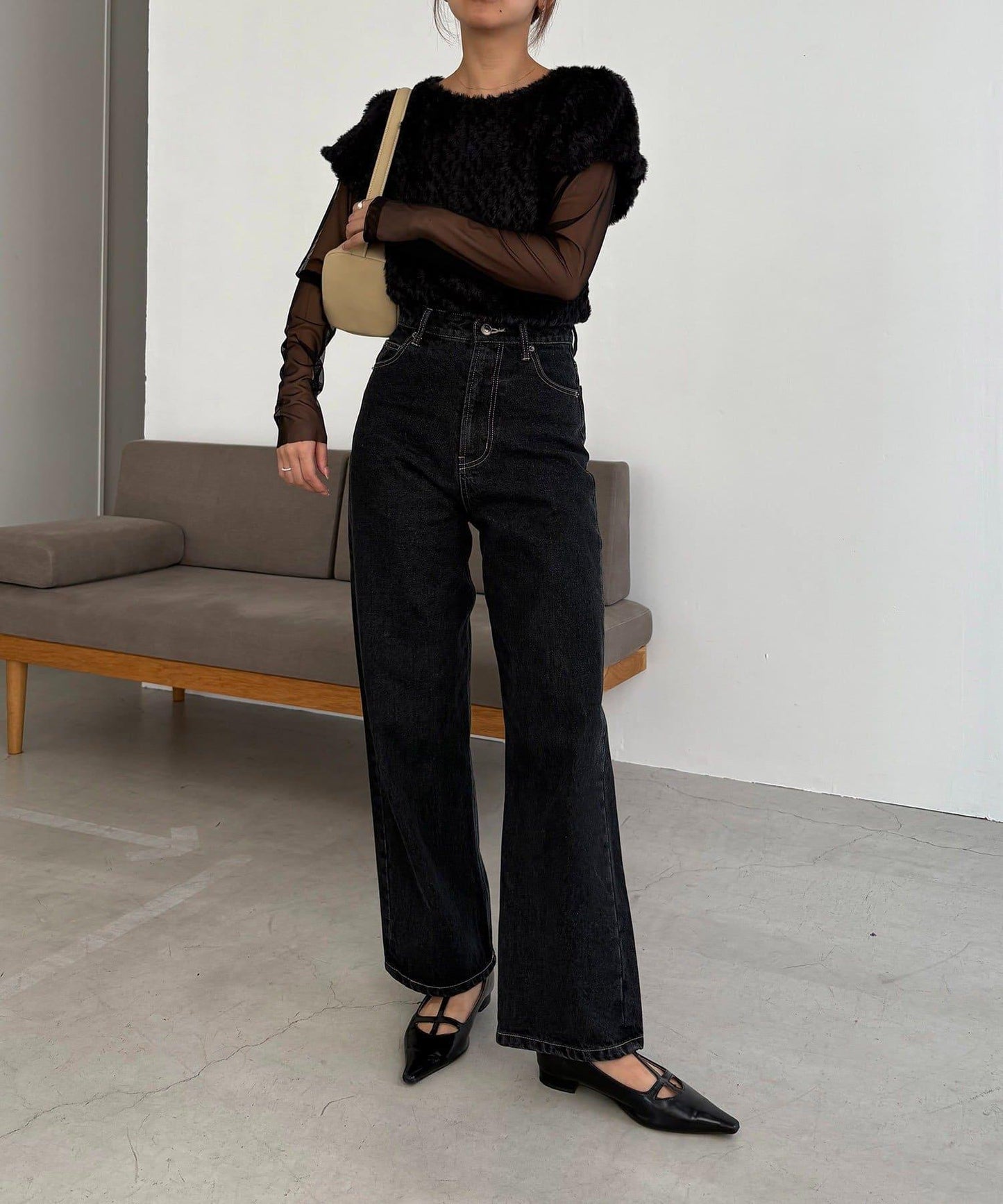 【CAPRICIEUX LE'MAGE】迷你毛絨網紗上衣