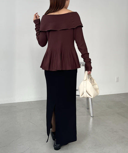 【CAPRICIEUX LE'MAGE】喇叭袖一字領針織衫