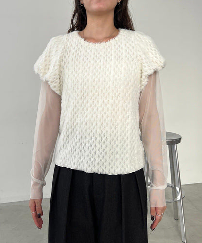 【CAPRICIEUX LE'MAGE】迷你毛絨網紗上衣