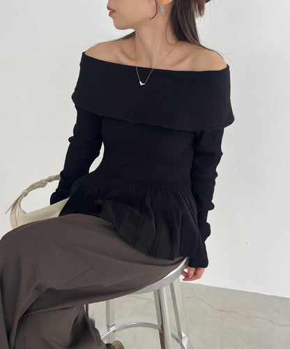 【CAPRICIEUX LE'MAGE】喇叭袖一字領針織衫