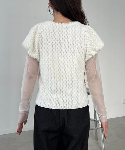 【CAPRICIEUX LE'MAGE】迷你毛絨網紗上衣