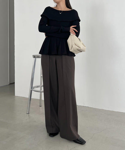 【CAPRICIEUX LE'MAGE】喇叭袖一字領針織衫