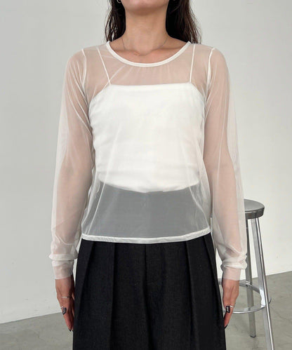 【CAPRICIEUX LE'MAGE】迷你毛絨網紗上衣