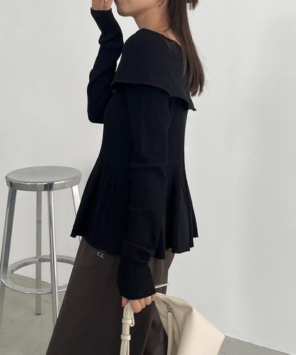 【CAPRICIEUX LE'MAGE】喇叭袖一字領針織衫