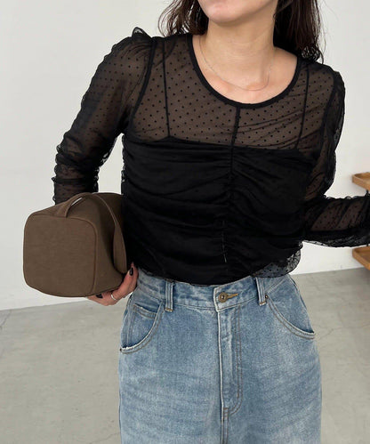 植絨波點設計 襯衫 再販款