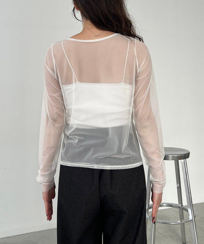 【CAPRICIEUX LE'MAGE】迷你毛絨網紗上衣