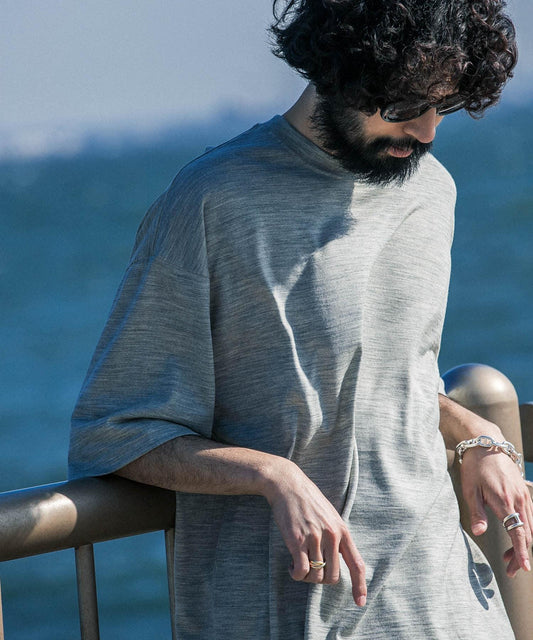 new basic 可水洗美麗諾羊毛短袖T恤