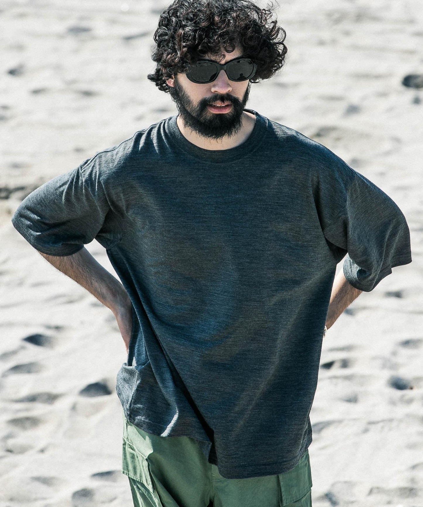 new basic 可水洗美麗諾羊毛短袖T恤