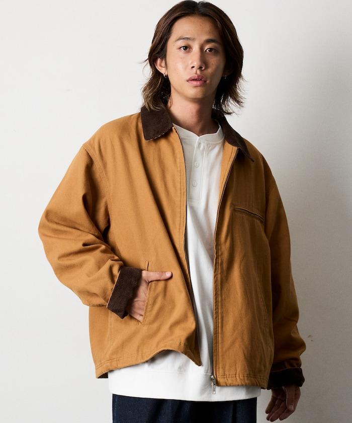 寬鬆版型燈芯絨拼接鴨絨夾克