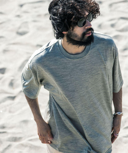 new basic 可水洗美麗諾羊毛短袖T恤