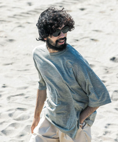 new basic 可水洗美麗諾羊毛短袖T恤