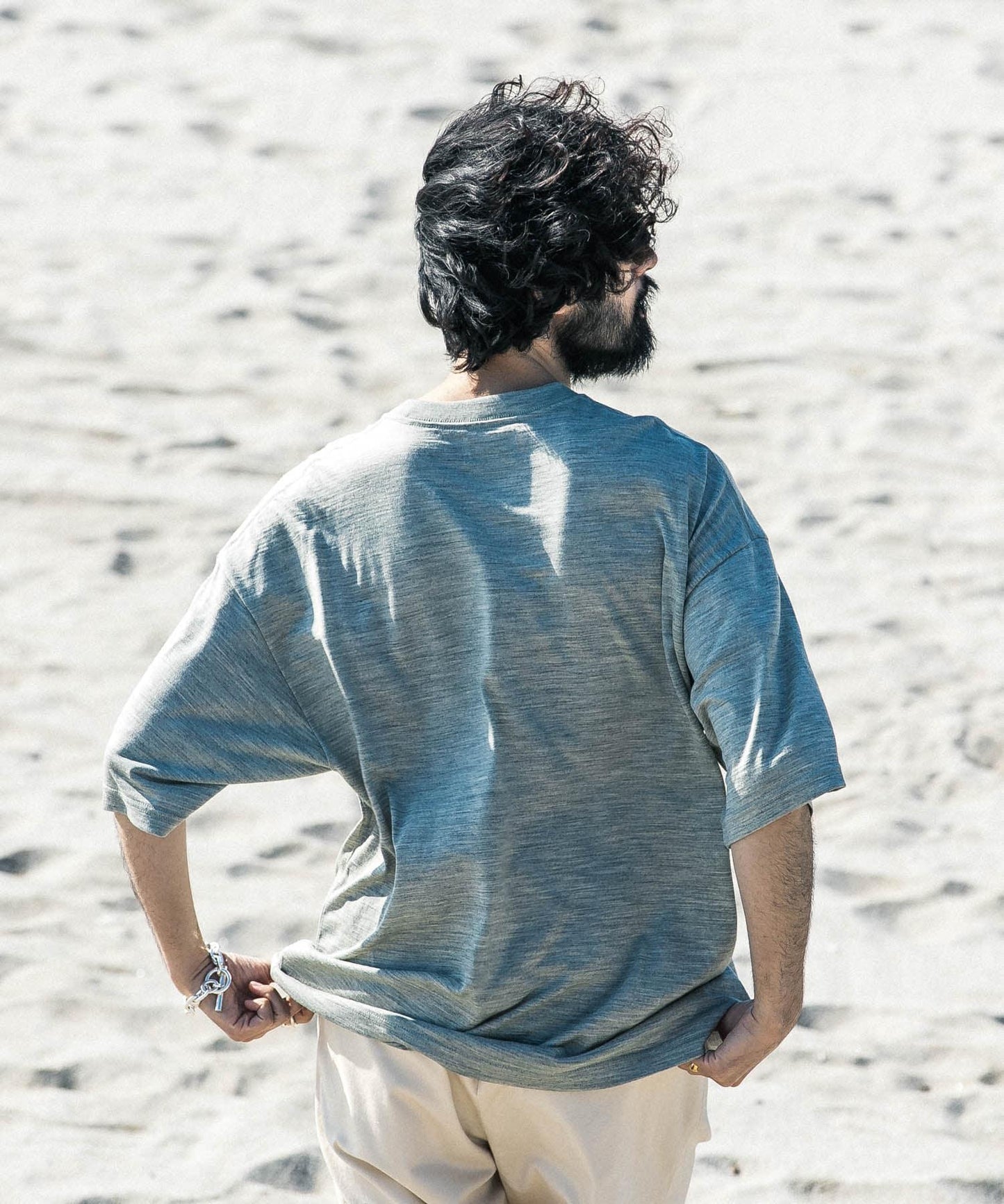 new basic 可水洗美麗諾羊毛短袖T恤