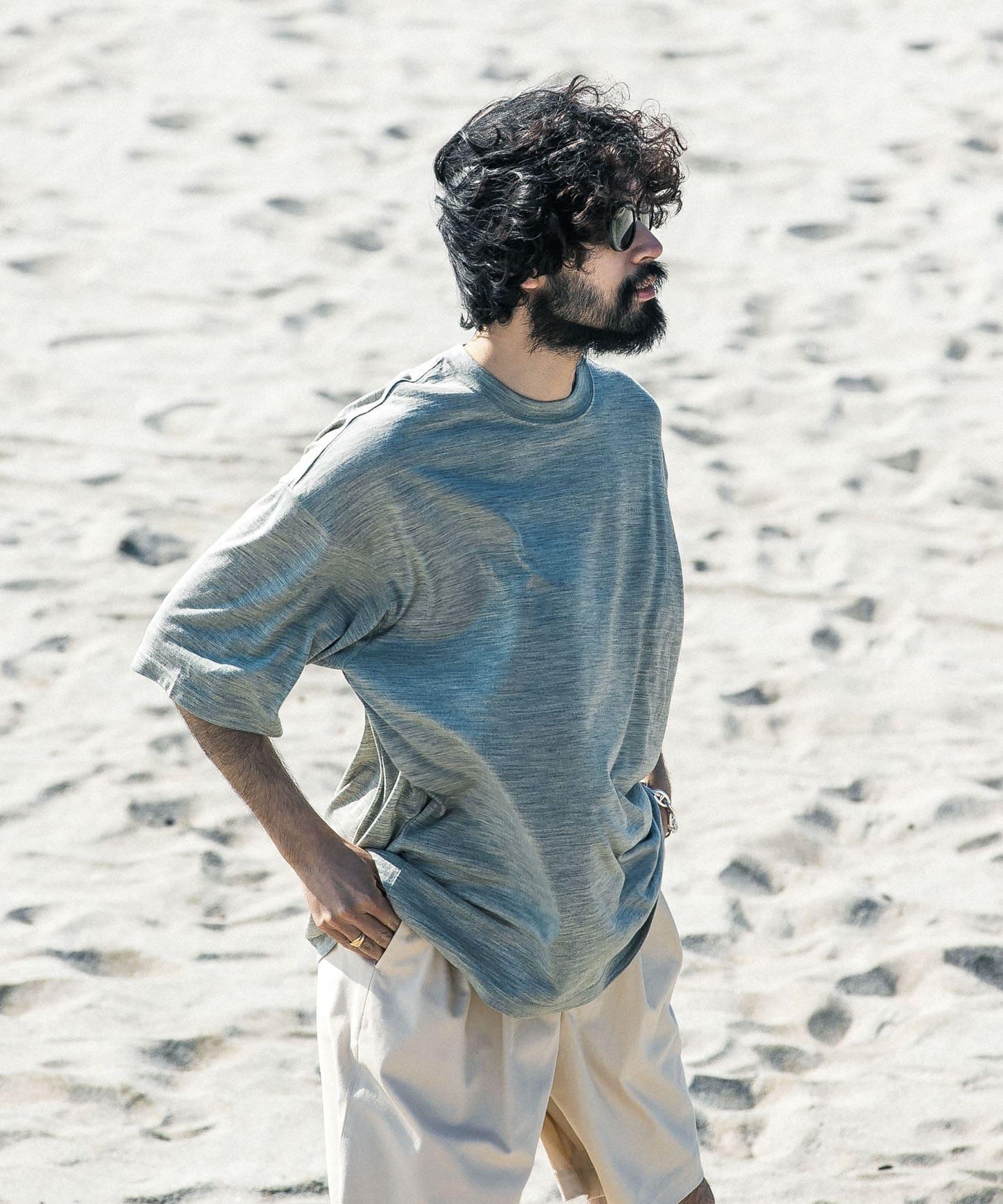 new basic 可水洗美麗諾羊毛短袖T恤