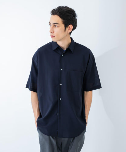 可水洗羊毛精紡短袖襯衫